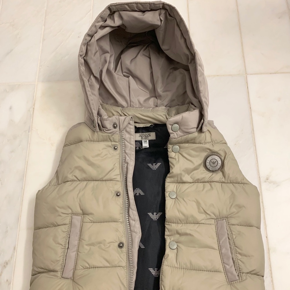 Armani Baby Down Vest — 12 months — Grey